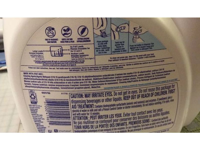 Tide Liquid Laundry Detergent, Free & Gentle, 96 Loads, 138 fl oz/4.08 L