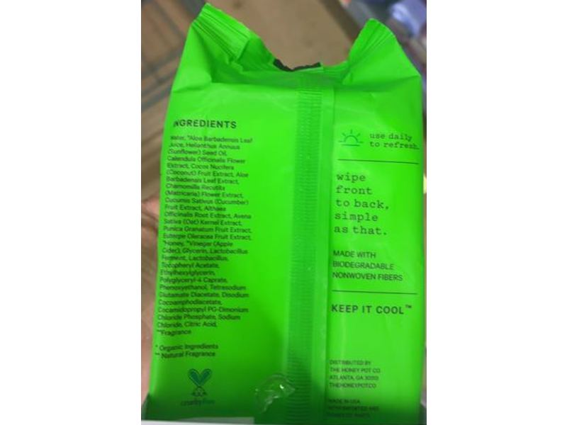 The Honey Pot Company Cucumber Aloe Wipes, 30 Count