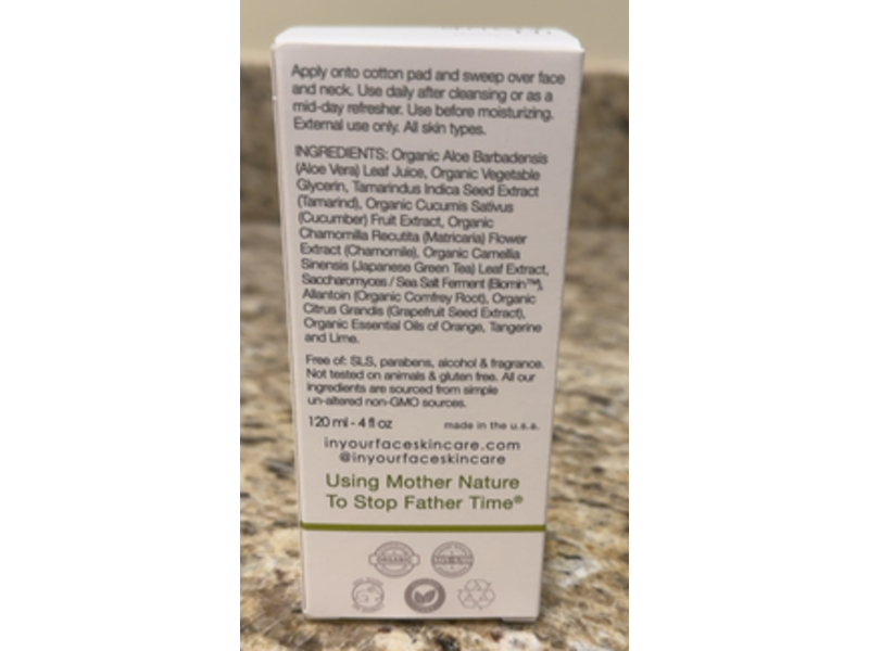 In Your Face Toner, Citrus Cucumber, 4 fl oz/120 mL