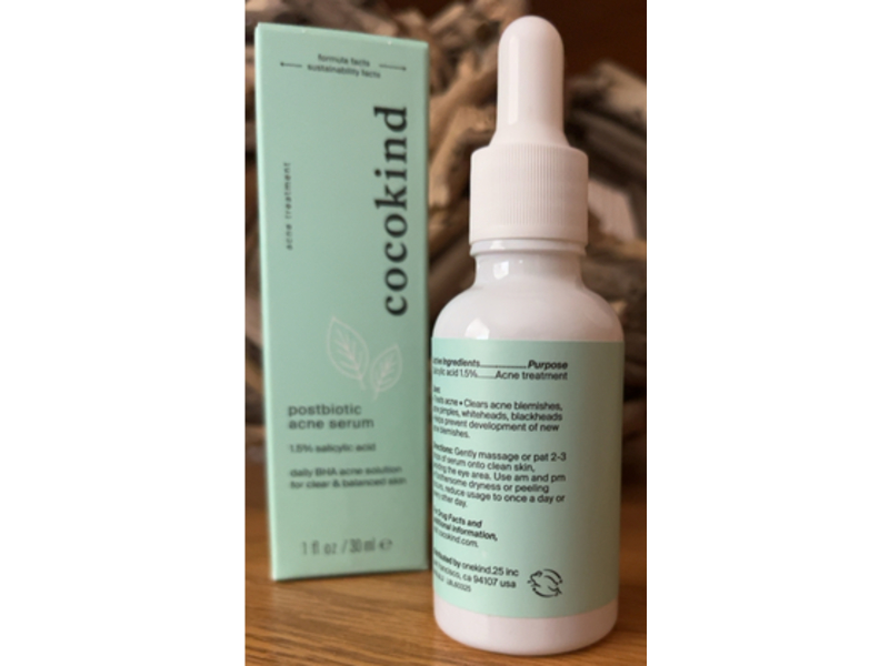 Cocokind Postbiotic Acne Serum, 1.5 % Salicylic Acid, 1 fl oz/30 mL