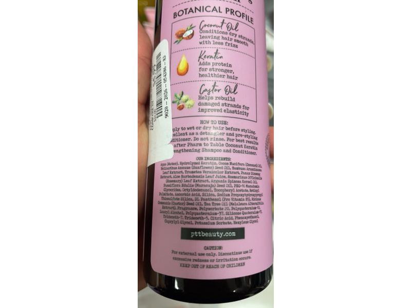 Pharm To Table Coconut Keratin, Strengthening Leave-in, 8 fl oz/240 ml