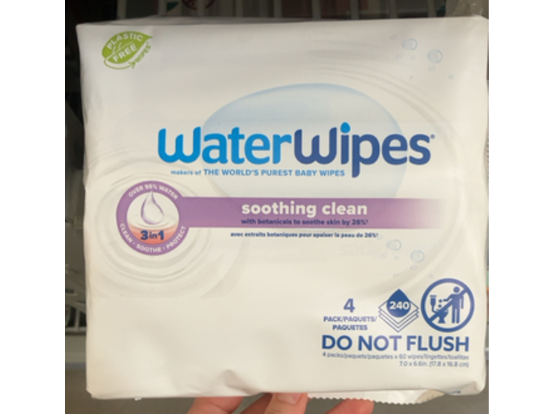 WaterWipes Soothing Clean Baby Wipes, 240 Count, Pack Of 4
