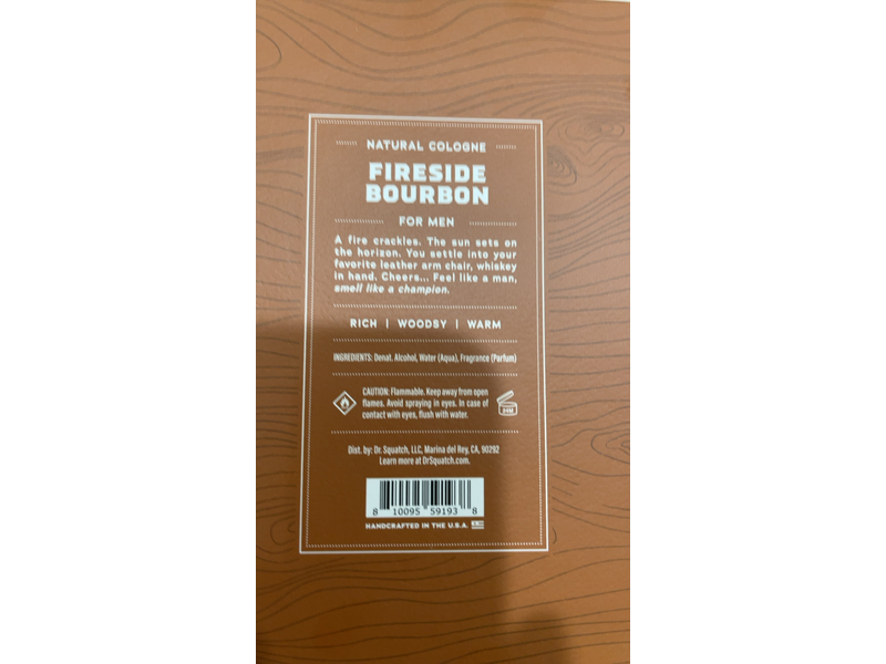 Dr. Squatch Natural Cologne, Fireside Bourbon, 1.7 fl oz/50 mL