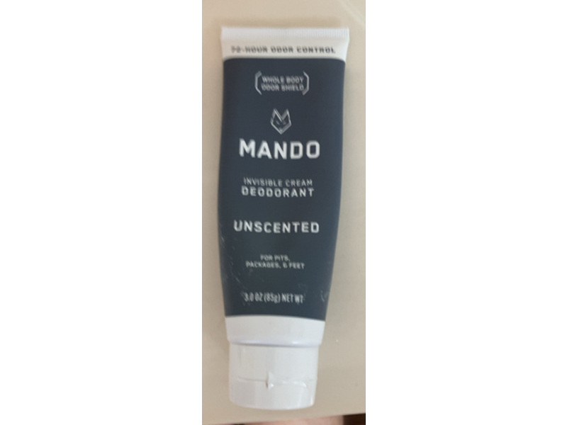Mando Whole Body Invisible Cream Deodorant, Unscented, 3.0 oz/85 g