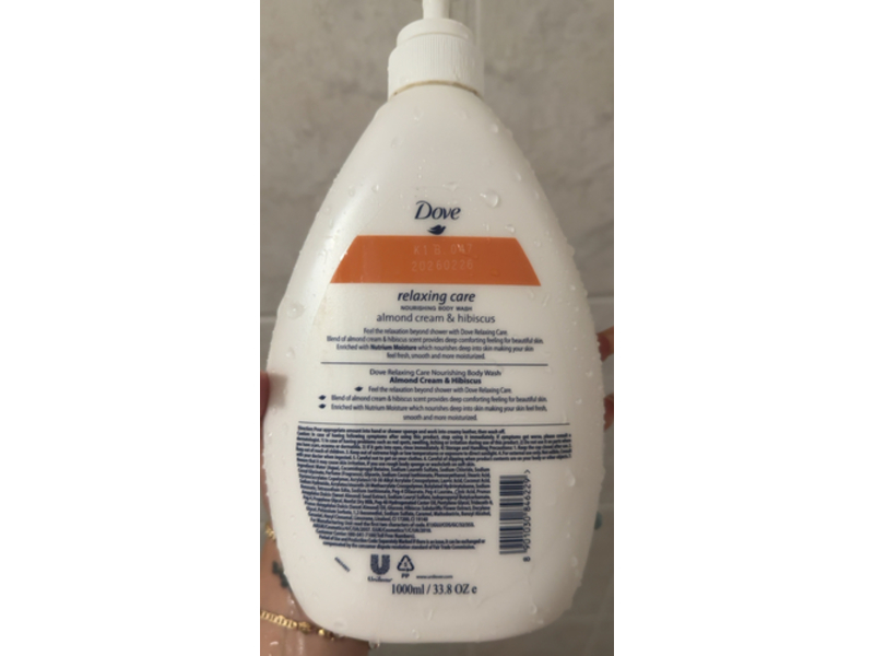 Dove Nourishing Body Wash, Almond Cream & Hibiscus, 33.8 oz/1000 mL