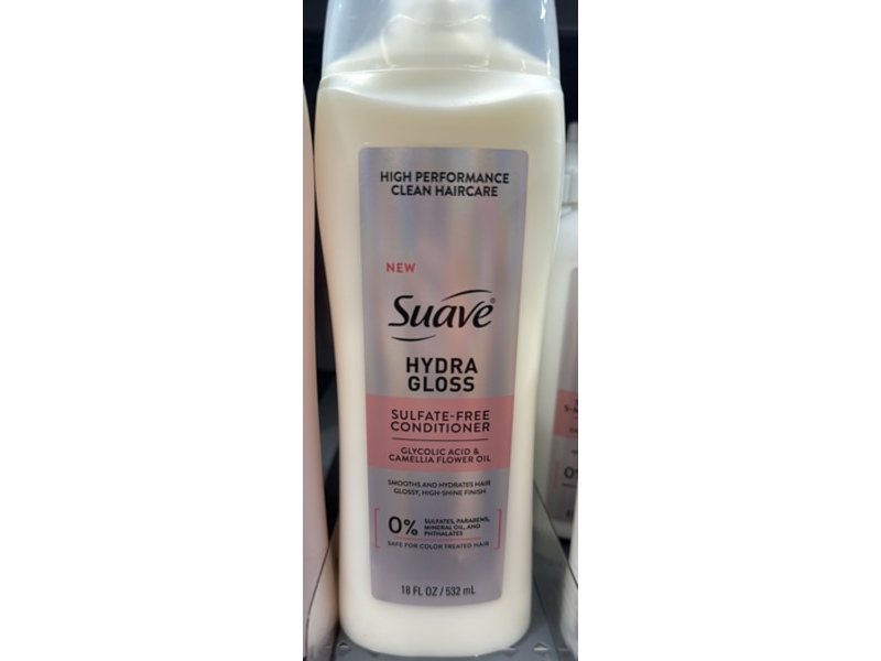 Suave Hydra Gloss Sulfate Free Conditioner, Glycolic Acid & Camellia Flower Oil, 18 fl oz/532 mL