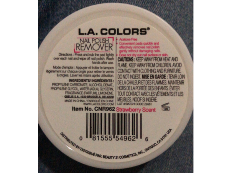 L.A. Colors Nail Polish Remover Pads, Strawberry Scent, 32 Pads