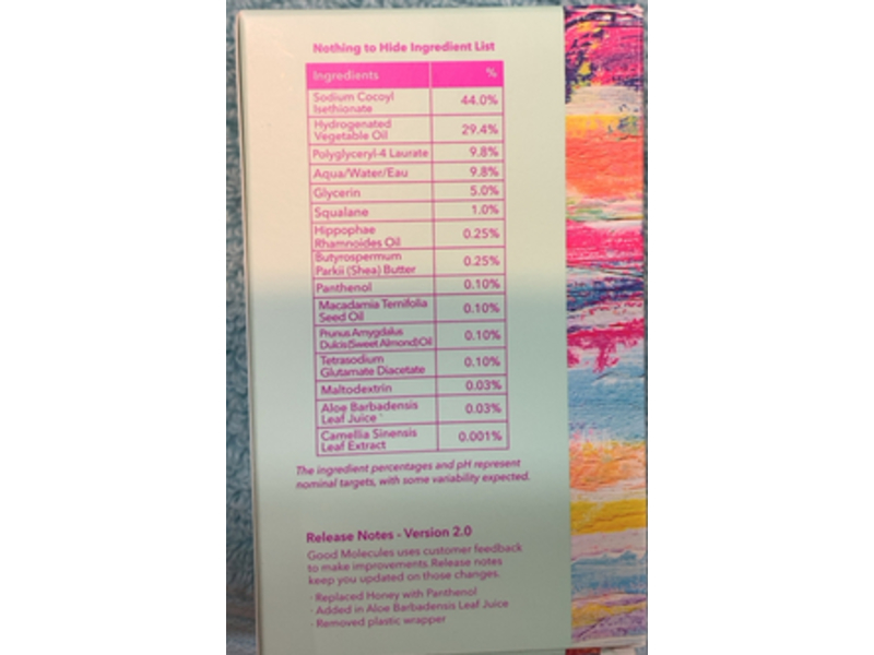 Good Molecules Hydrate & Cleanse Bar, 3.15 oz/89 g