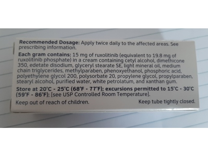 Opzelura (ruxolitinib) Cream,1.5%, 3 g, Incyte (Rx)