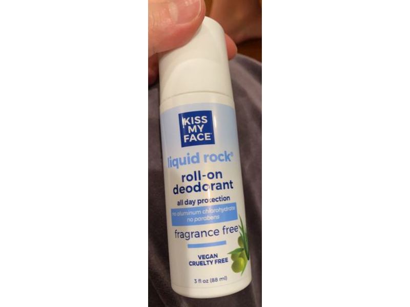 Kiss My Face Liquid Rock Roll-On Deodorant, Fragrance Free, 3 fl oz/88 mL