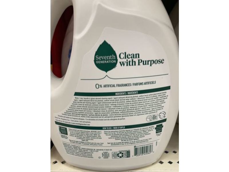 Seventh Generation Liquid Laundry Detergent, Fresh Lavender Scent, Clean With Purpose, 60 Loads, 90 fl oz/2.6 L