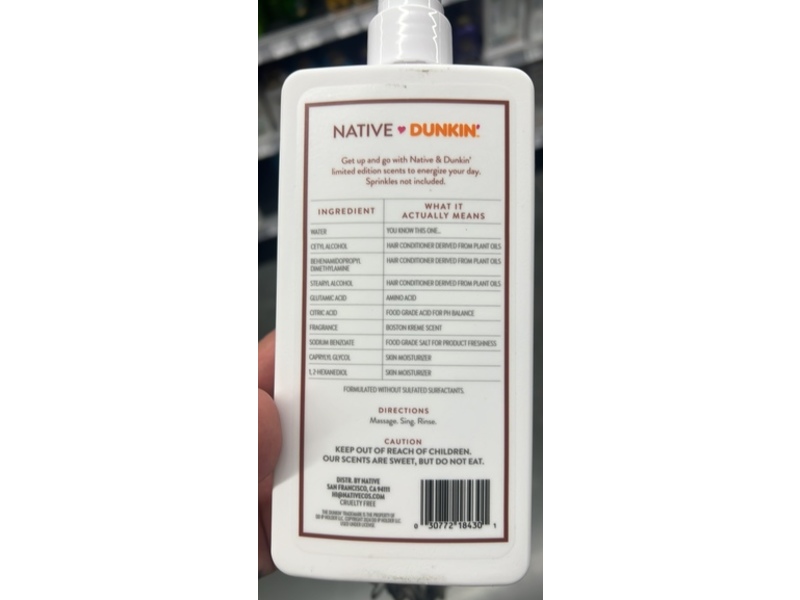 Native Dunkin Moisturizing Conditioner, 16.5fl oz/487 mL