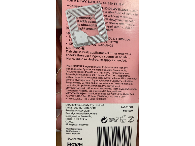 MCo Beauty Dream Liquid Dewy Blush, True Pink, 0.16 fl oz/4.6 mL