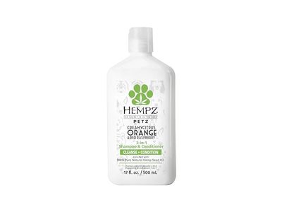 Hempz Petz Raspberry 2-In-1 Shampoo & Conditioner, Creamy Citrus Orange & Red Raspberry, 17 fl oz/500 mL