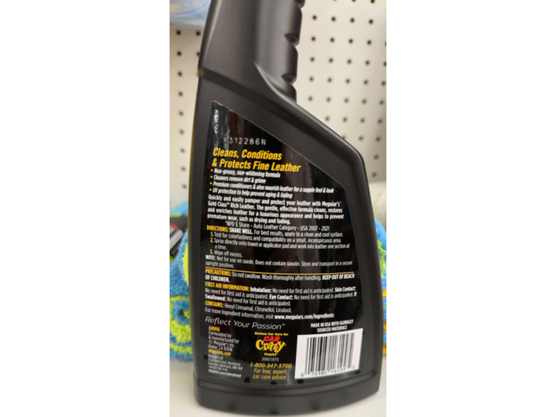Meguiar's Rich Leather 3 In 1 Cleaner Conditioner, 15.2 fl oz/450 mL