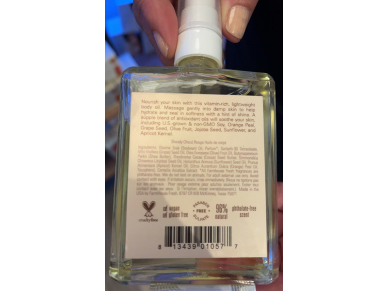 Farmhouse Fresh Body Oil, Red Hot Shandy, 4 fl oz/118 mL