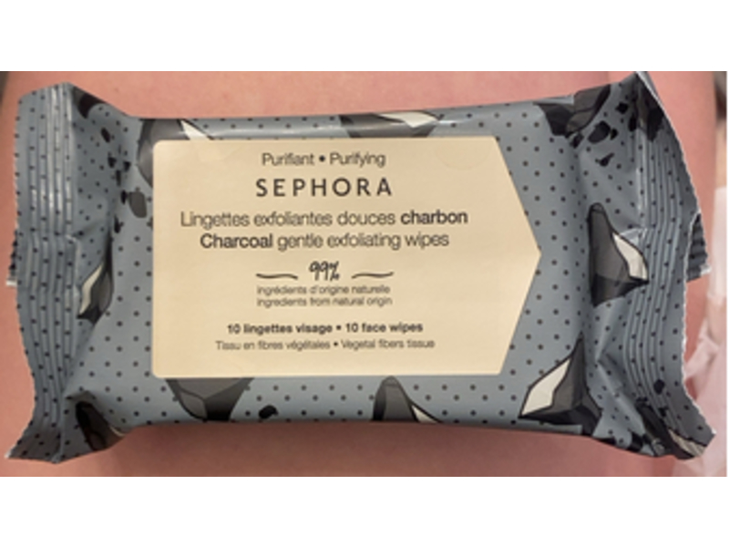 Sephora Charcoal Gentle Exfoliating Facial Wipes, 10 Counts