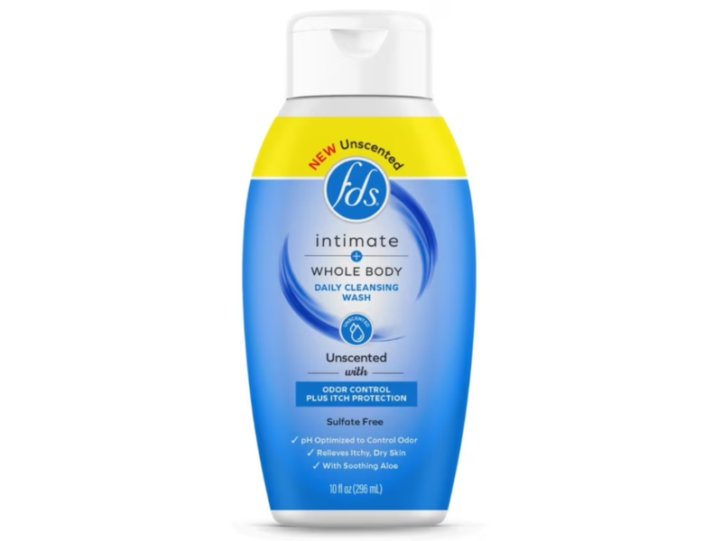 FDS Intimate Odor Control Plus Itch Protection Daily Cleansing Wash, Unscented, 10 fl oz/296 mL