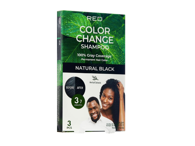Red by Kiss Color Change Shampoo Permanent Hair Color Kit, Natural Black, 2 Count
