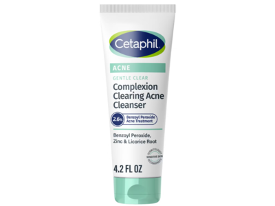 Cetaphil Gentle Clear Complexion-Clearing BPO Acne Cleanser, 4.2 fl oz/124 mL