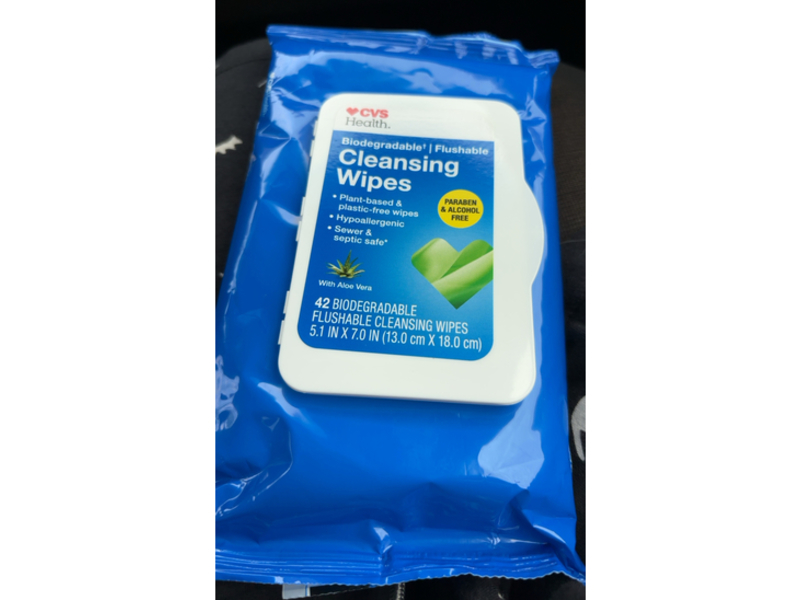 CVS Health Flushable Cleansing Wipes, Aloe Vera, 42 Count