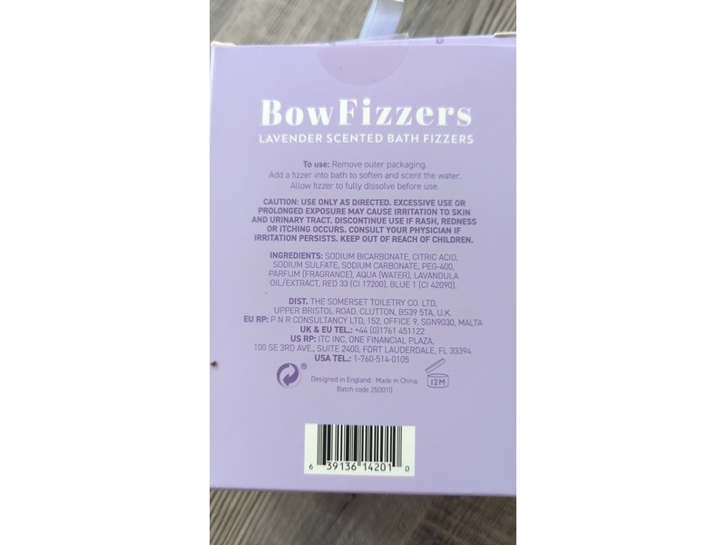 Asquith & Somerset Bow Bath Frizzers, Lavender Scented, 1.76 oz/50 g, 8 Count