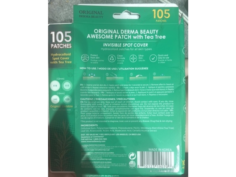 Derma Beauty Invisible Spot Cover Awesome Patch, Tea Tree, 105 Count