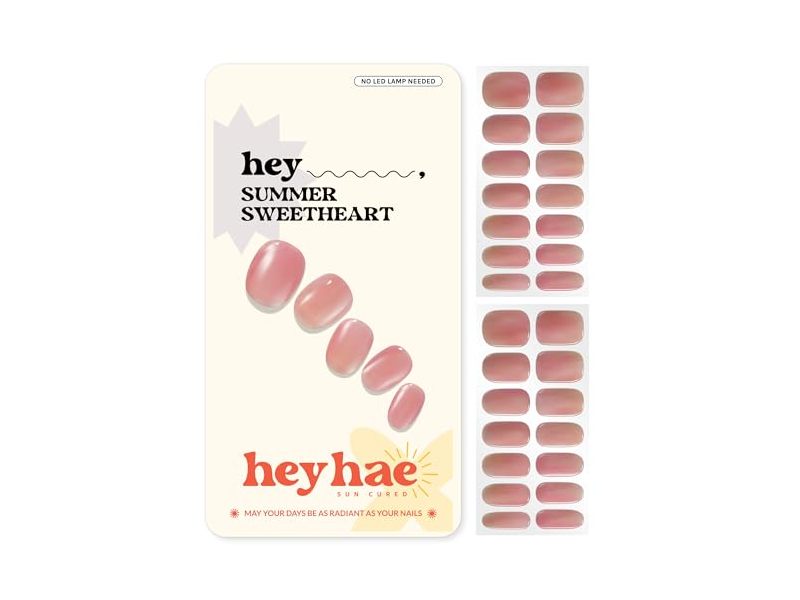 Heyhae Semi Cured Gel Nail Strips & Prep Pads, Hey, Summer Sweetheart, 28 Count