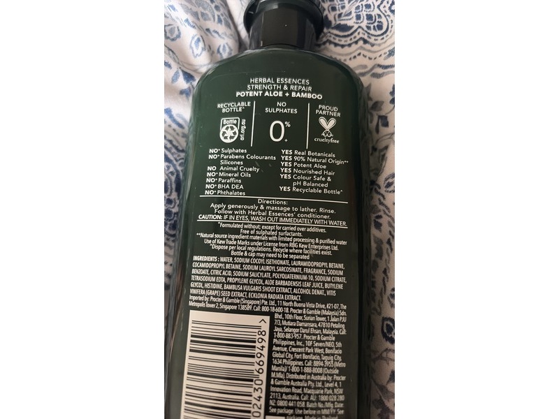 Herbal Essences Shampoo, Potent Aloe + Bamboo, 400 mL