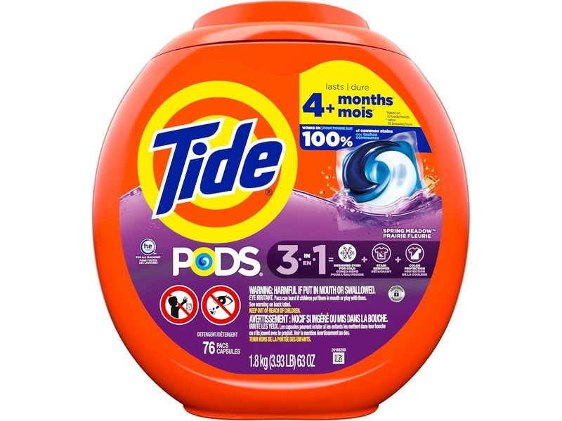 Tide Laundry Detergent Pods, Spring Meadow Scent, 66 oz/1.86 kg, 76 Count