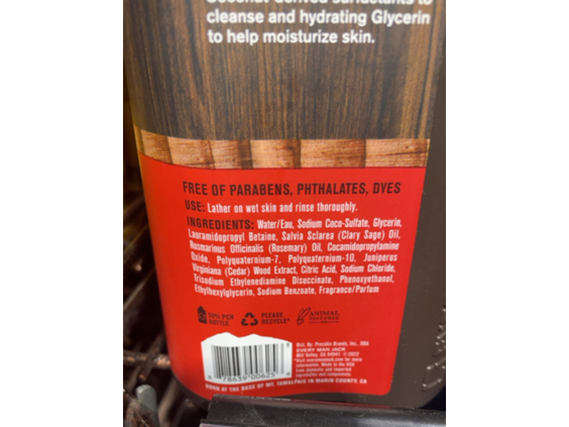 Every Man Jack Body Wash, Cedarwood, 33.8 fl oz/1 L