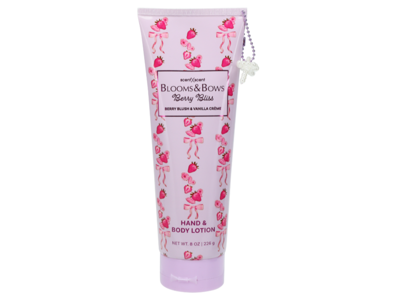 ScentXscent Blooms & Bows Berry Bliss Hand & Body Lotion, Berry Blush & Vanilla Creme, 8 oz/226 g