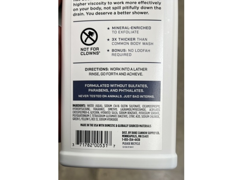 Duke Cannon Supply Co. Thick Body Wash, Midnight Swim, 18 fl oz/532 mL