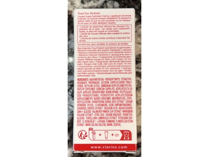Clarins Total Eye Hydrate Eye Mask Balm, 0.7 fl oz/20 mL