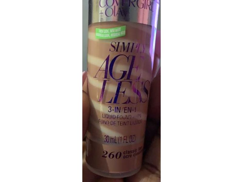 CoverGirl + Olay Simply Ageless 3-in-1 Liquid Foundation, 260 Classic Tan, 1 fl oz/30 mL