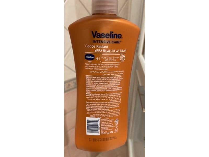 Vaseline Intensive Care Cocoa Radiant Body Lotion, Pure Cocoa Butter, 725 mL