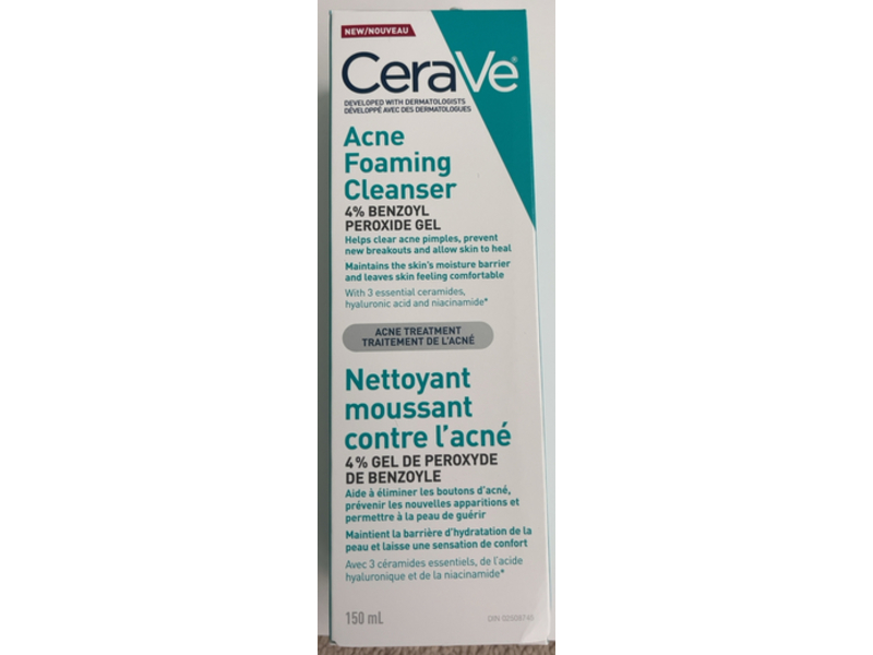 CeraVe Acne Foaming Cleanser, 3 Essential Cramides, Hyaluronic Acide & Niacinamide, 5 fl oz/150 mL