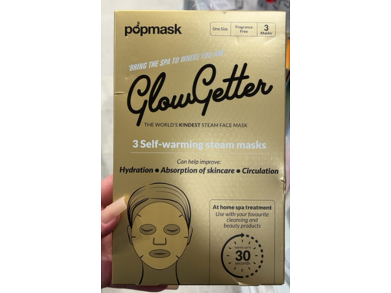 Popmask Glow Getter Self-Warming Steam Facial Mask, Pack Of 3
