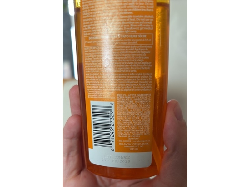 L'Oreal Paris Invisible Protect Dry Oil Spray, SPF 15, 148 mL