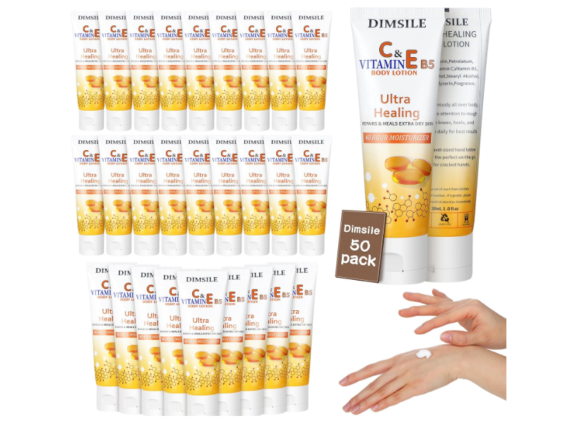 Dimsile Body Lotion, Vitamin C & E B5, 1.0 fl oz/30 mL, Pack Of 50