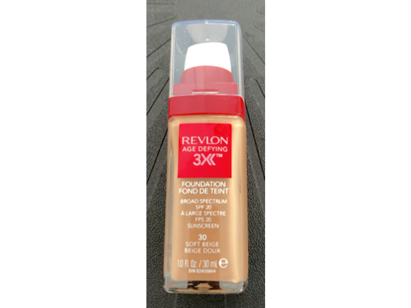 Revlon Age Defying 3X Sunscreen Foundation, 30 Soft Beige, SPF 20, 1.0 fl oz/30 mL