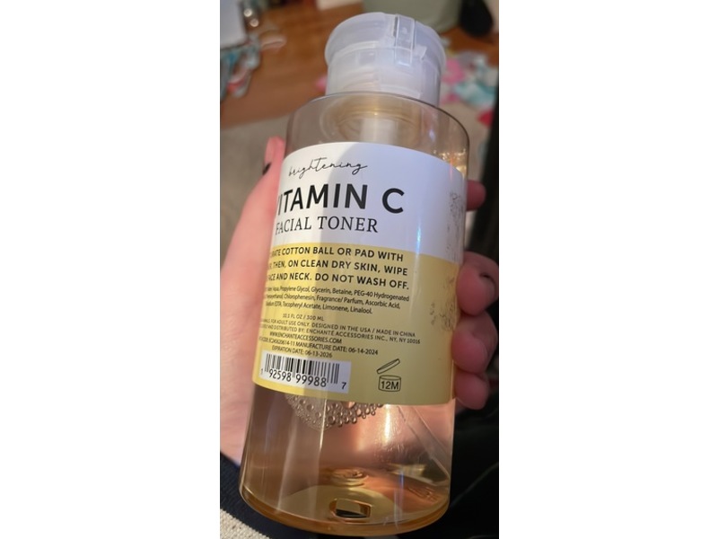 Enchanteaccessories Brightening Facial Toner, Vitamin C, 10.1 fl oz/300 mL