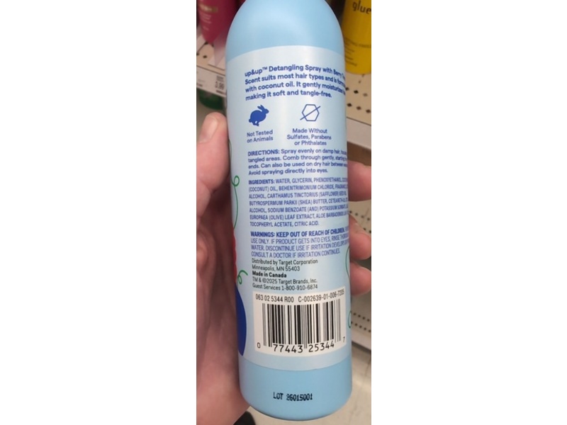 Up & Up Detangling Spray, Berry Twist Scent, 8 fl oz/236 mL