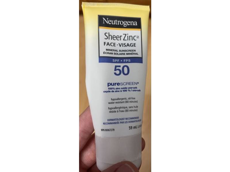 Neutrogena Sheer Zinc Face Sunscreen Lotion, SPF+FPS 50, 59 mL