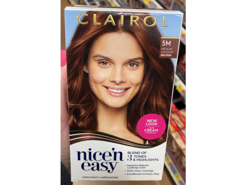 Clairol Nice'n Easy Permanent 3 Tones & Highlights, 5M Medium Mahogany Brown, 1 Application