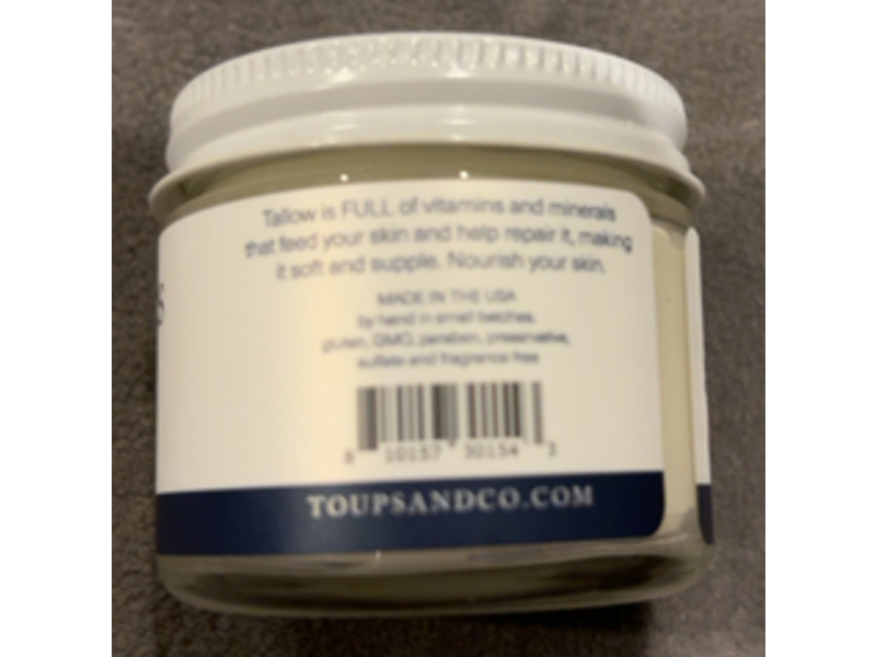 Toups & Co Organics Unscented Tallow Balm, 2 oz/60 mL