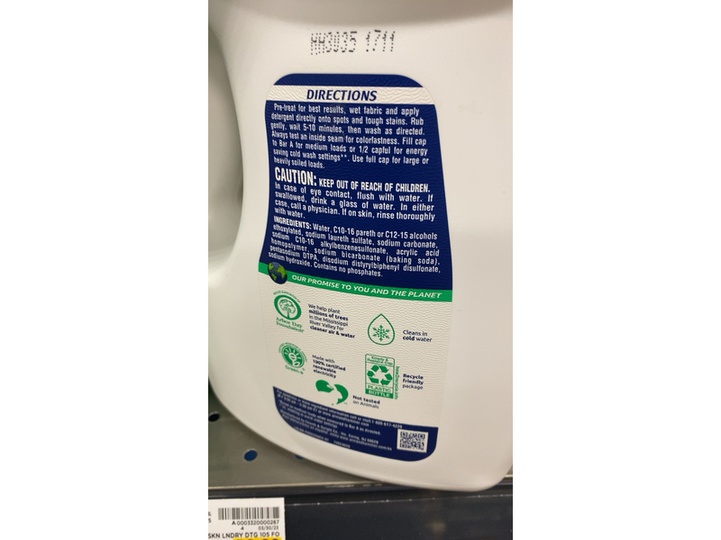 Arm & Hammer Liquid Laundry Detergent, Free & Clear, 105 Loads, 105 fl oz/3.10 L