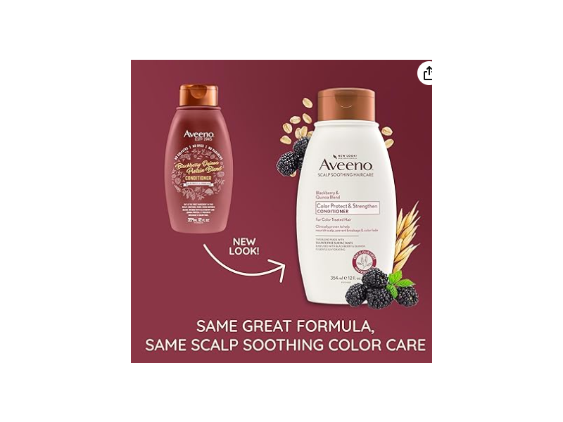 Aveeno Color Protect & Strengthen Conditioner, Blackberry Quinoa Protein Blend, 18 fl oz/532 mL