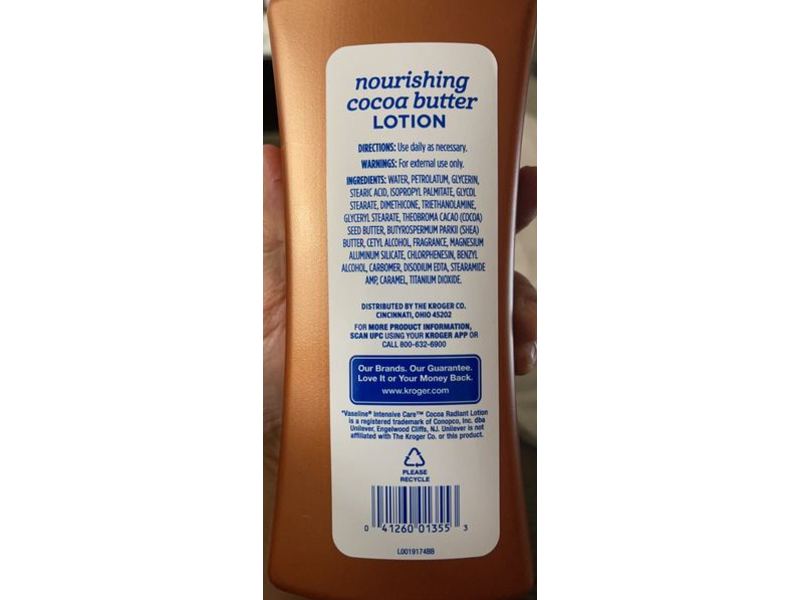 Kroger Nourishing Lotion, Cocoa Butter, 20.3 fl oz/600 mL