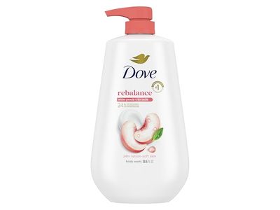 Dove Rebalance Body Wash, White Peach + Rice Milk, 30.6 fl oz